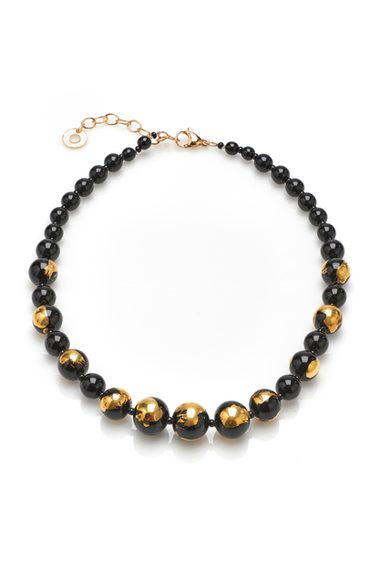 Εικόνα της ΚΟΛΙΕ ANTICA MURINA CHOKER BASIC FL. DROP ΝΤΕΓΚΡΑΝΤΕ ΜΑΥΡΕΣ ΧΡΥΣΕΣ ΜΠΙΛΙΕΣ