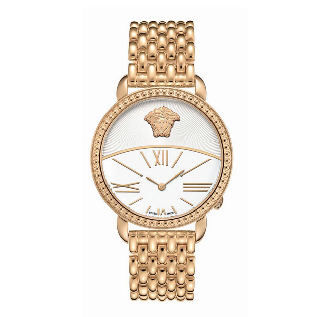 Εικόνα της ΓΥΝΑΙΚΕΙΟ ΕΛΒΕΤΙΚΟ ΩΡΟΛΟΓΙ VERSACE KRIOS ΕΠΙΧΡΥΣΟ ΛΕΥΚΗ ΠΛΑΚΑ