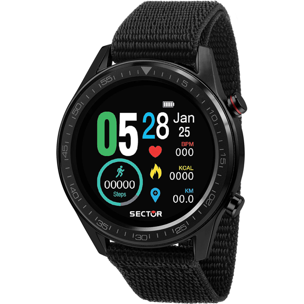 Εικόνα της ΑΝΔΡΙΚΟ SMARTWATCH SECTOR S-02 ΜΑΥΡΟ ΥΦΑΣΜΑΤΙΝΟ ΛΟYΡΙ